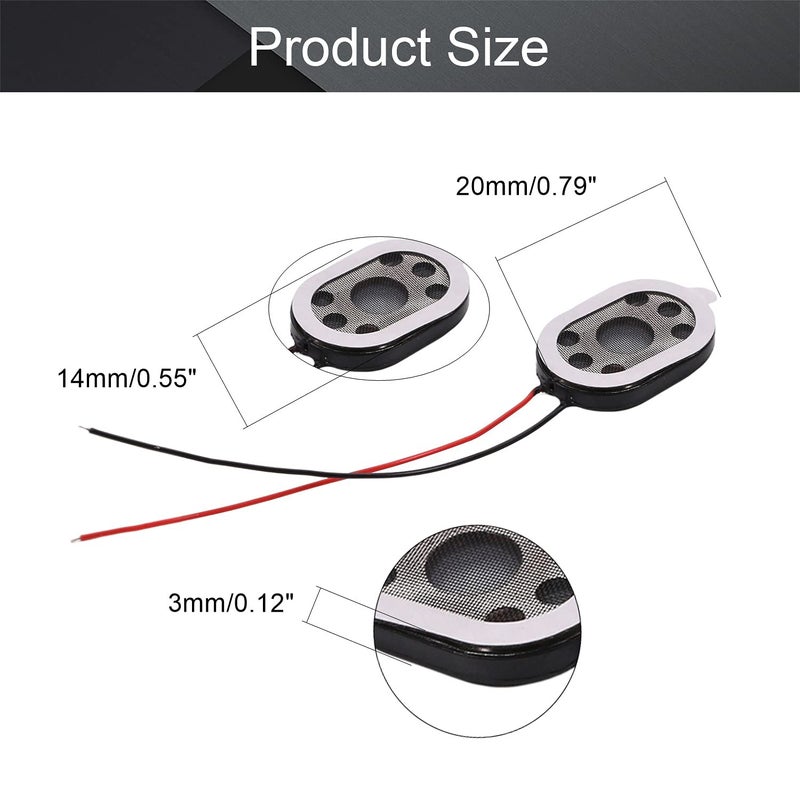 Fielect 2Pcs DIY Magnetic Speaker 1W 8 Ohm 20 x 14 x 3mmï¼ˆL x W x Hï¼‰ Oval Shape Replacement Loudspeaker - Image 2